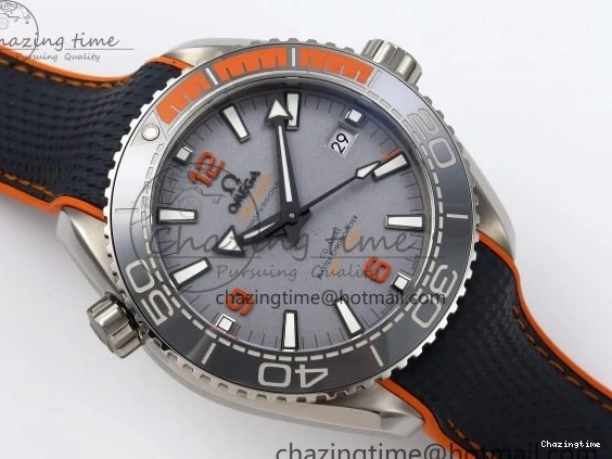0227 Comfortable Planet Ocean 43.5mm SS VSF 1:1 Best Edition Black Orange Bezel Gray Dial on Nylon Strap A8900 Super Clone V 7730